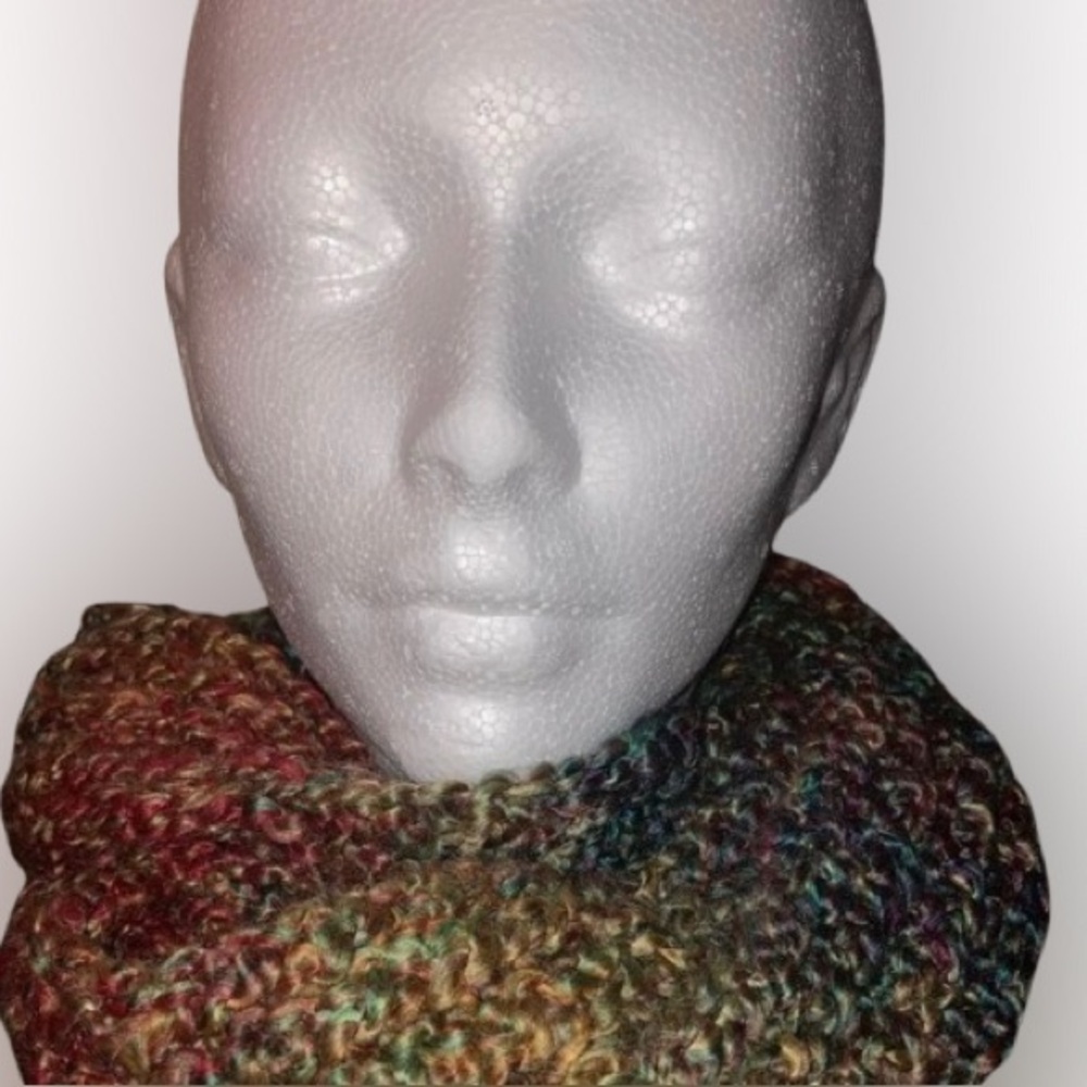 Handmade delicate multicolor knit scarf for adults